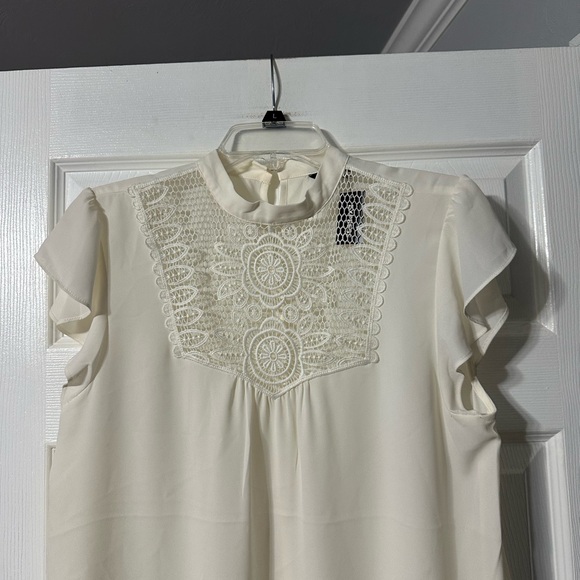 NWT Expresss Crocheted Lace Front Blouse - Picture 2 of 16